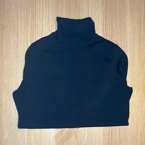 J Crew black turtleneck, merino wool blend